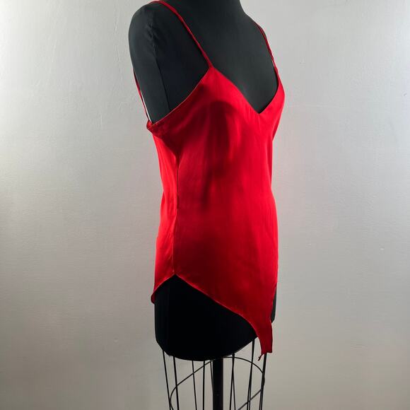 Vintage TREESHA Vibrant Red Silk BodySuit Womens Classic Teddi Tank L Large NEW - Picture 6 of 11